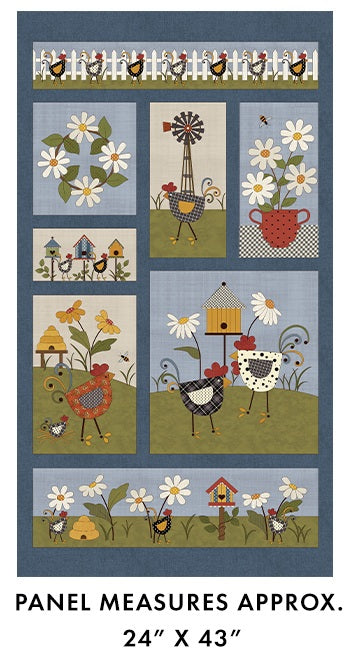 Benartex - Prairie Chicks Panel Blue/Multi (Prairie Chicks) 16752-55