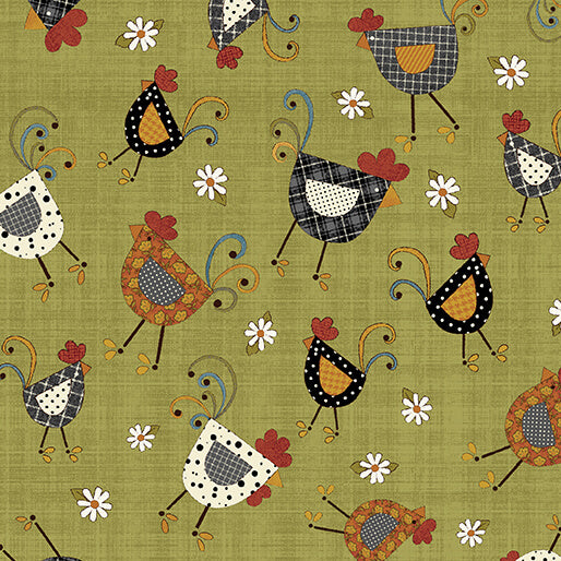 Benartex - Chicken Dance Green (Prairie Chicks) 16754-44