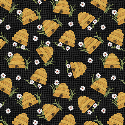 Benartex Fabric - Prairie Hive Black (Prairie Chicks)