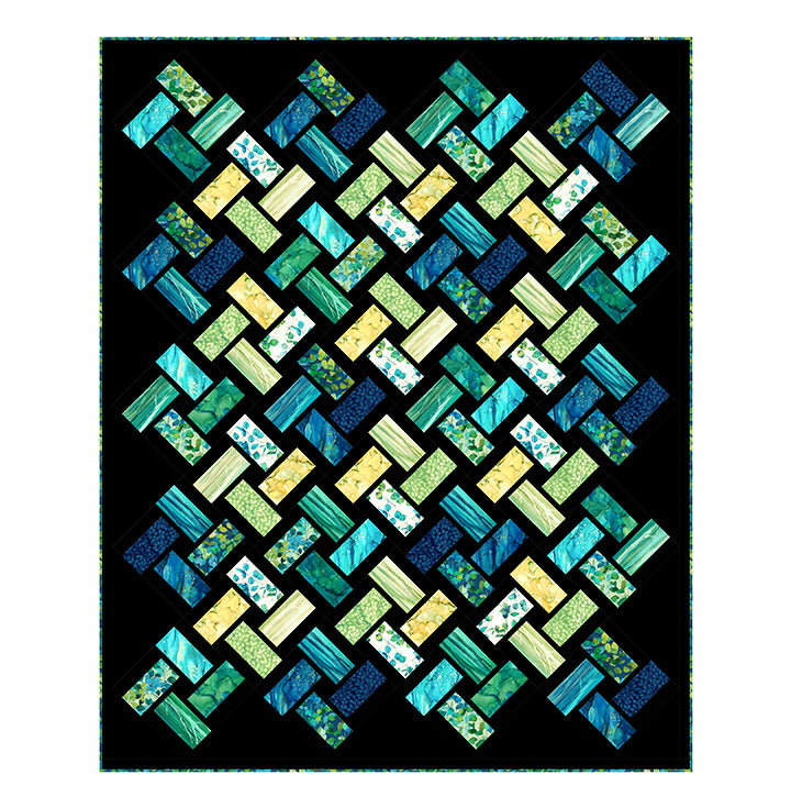 Northcott - Morning Light Packed Leaves Blue Multi (Morning Light) 25284-44