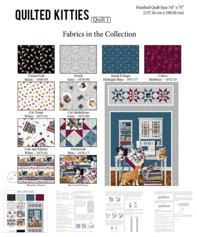 Henry Glass - Quilted Kitties: Repeating Border Stripe in Gray