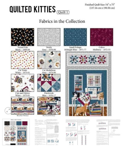 Henry Glass - Quilted Kitties: Repeating Border Stripe in Gray