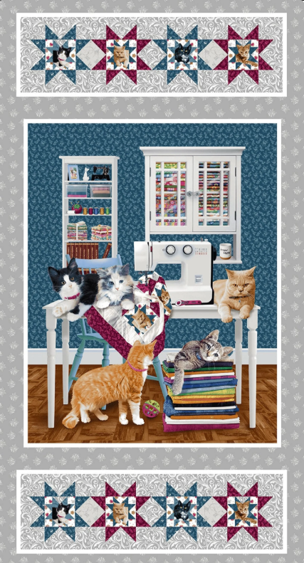 Henry Glass - Quilted Kitties: 24-Inch Panel by Robert Giordano