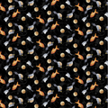 Henry Glass - Quilted Kitties: Tossed Fish Birds and Mice in Black