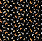 Henry Glass - Quilted Kitties: Tossed Fish Birds and Mice in Black