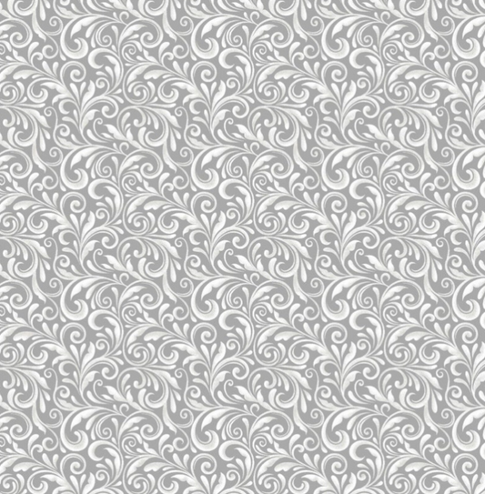 Henry Glass - Quilted Kitties: Swirls in Gray