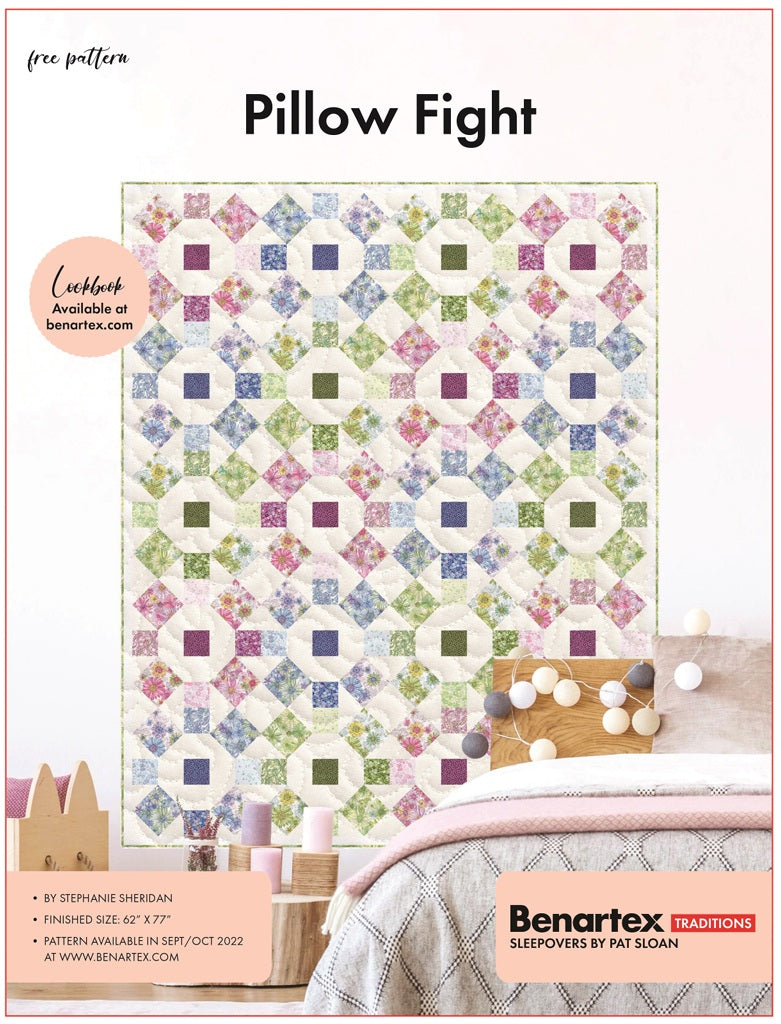 Benartex Fabric - Pillowcases Green (Sleepovers)