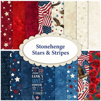Northcott Fabric - Stars & Stripes Cream Multi Large Flags (Stonehenge)