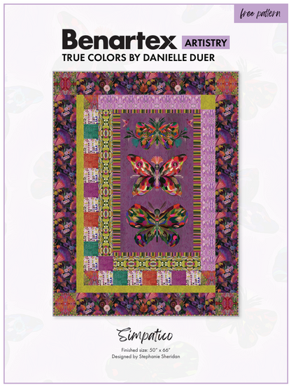 Benartex Fabric - Wings Panel in Plum/Multi-Colors