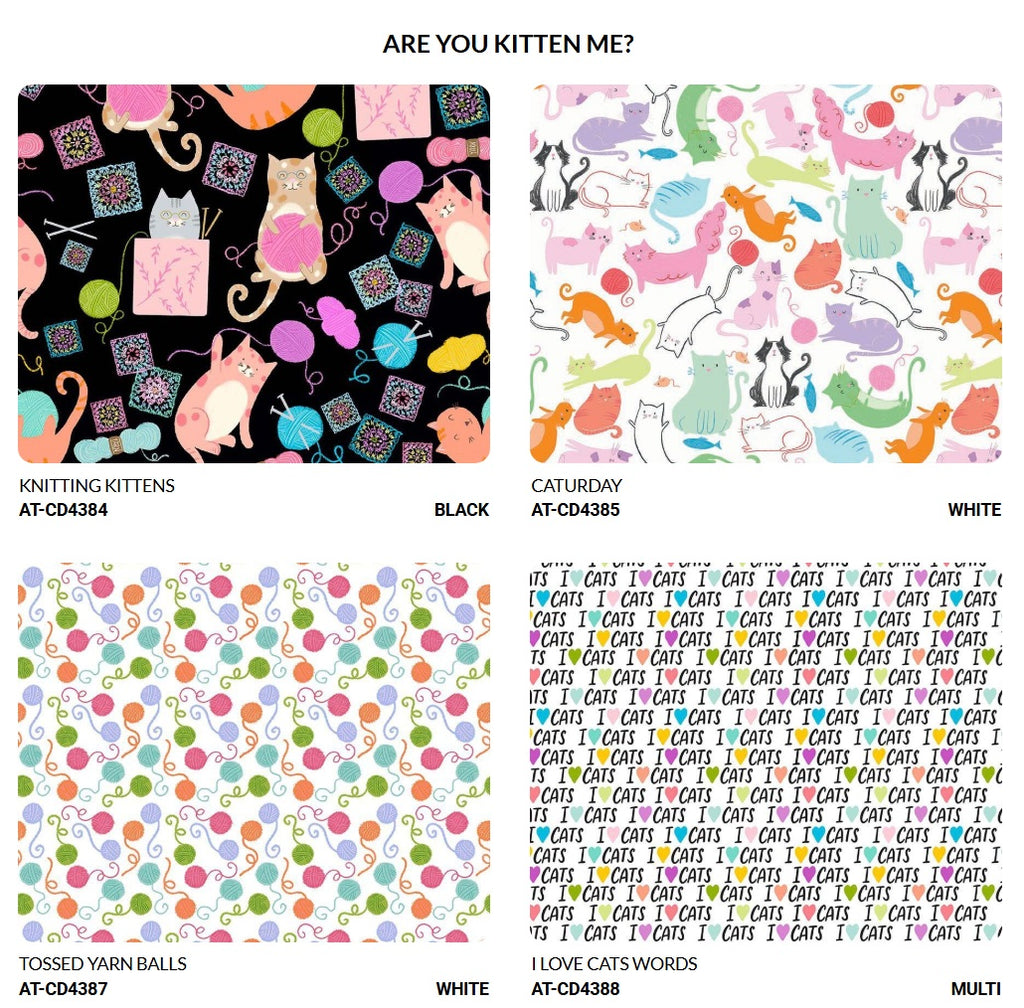 Timeless Treasures - CATurday White (Are You Kitten Me?) AT-CD4385