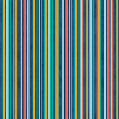 Benartex Fabric - Cabana Stripe Coral Multi (Under The Sea)
