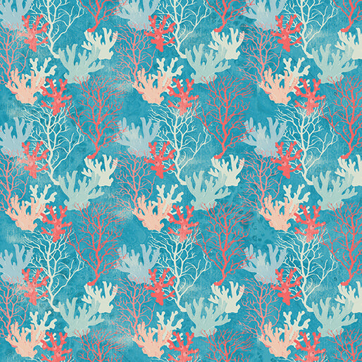 Benartex Fabric - Coral Reef Turquoise (Under The Sea)