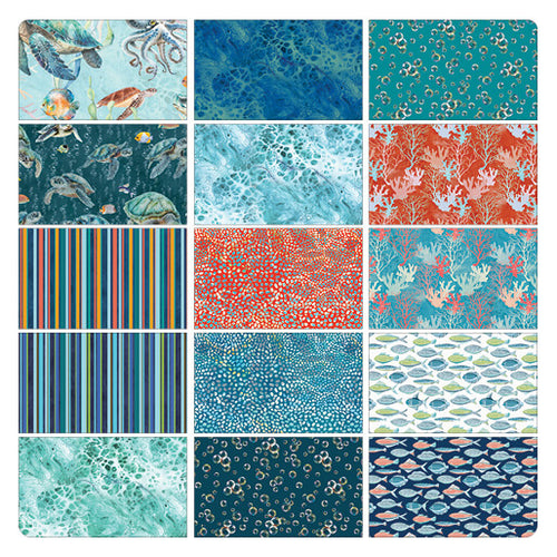 Benartex Fabric - Bubbly Trails Coral (Under The Sea)