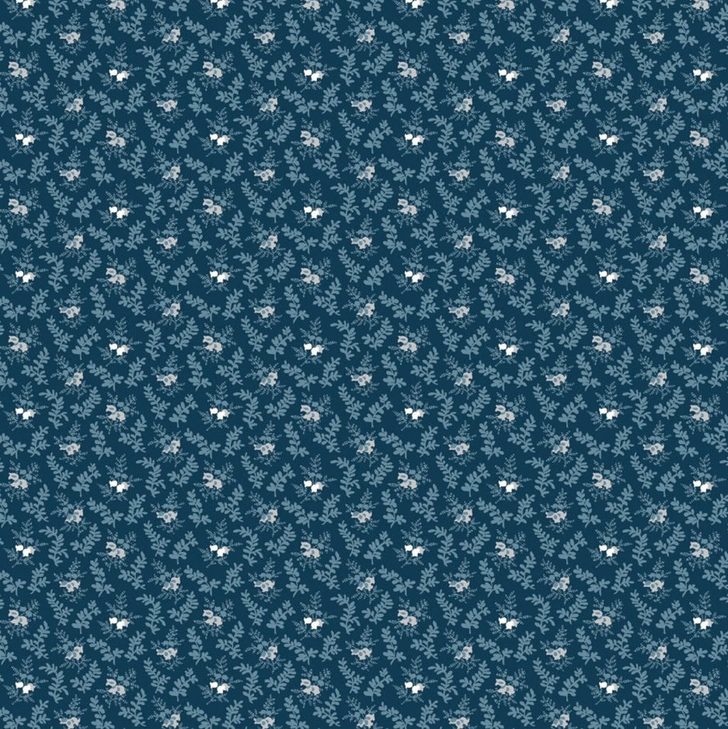 Henry Glass - Quilted Kitties Small Foliage in Midnight Blue
