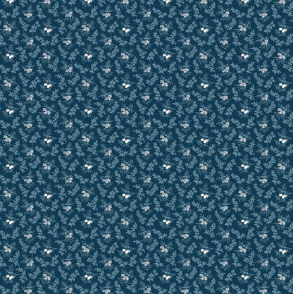 Henry Glass - Quilted Kitties Small Foliage in Midnight Blue