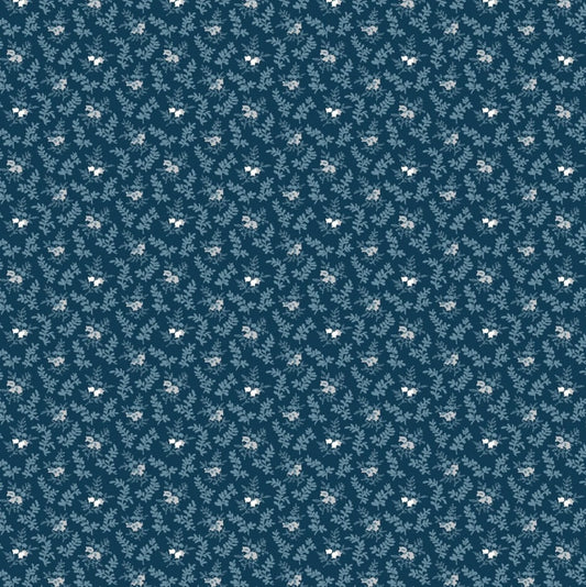 Henry Glass - Quilted Kitties Small Foliage in Midnight Blue