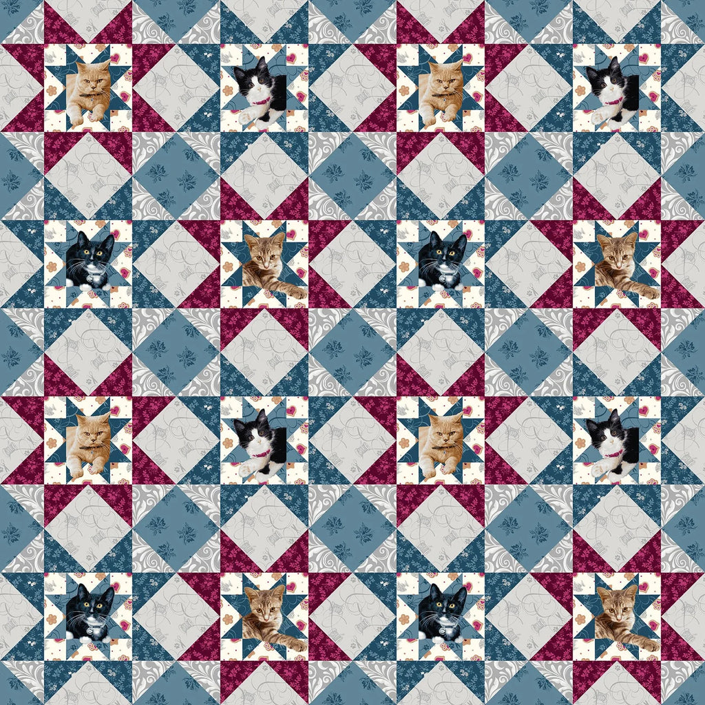 Henry Glass - Quilted Kitties Patchwork by Robert Giordano