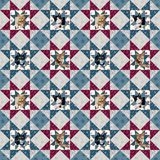 Henry Glass - Quilted Kitties Patchwork by Robert Giordano