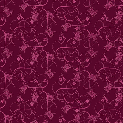 Henry Glass - Quilted Kitties Calico in Mulberry