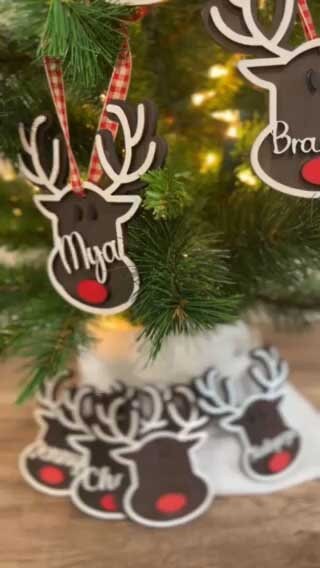 Adorable Personalized Christmas Reindeer Ornament