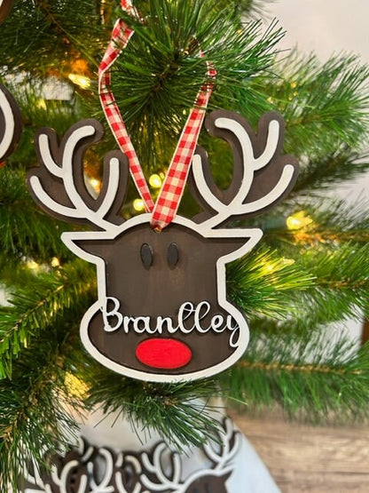 Adorable Personalized Christmas Reindeer Ornament