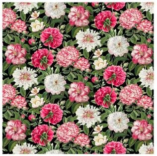 Northcott Fabric - Large Peony Black (Bloom)