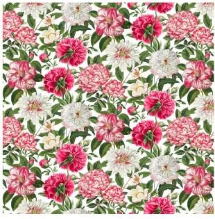 Northcott Fabric - Large Peony White (Bloom)