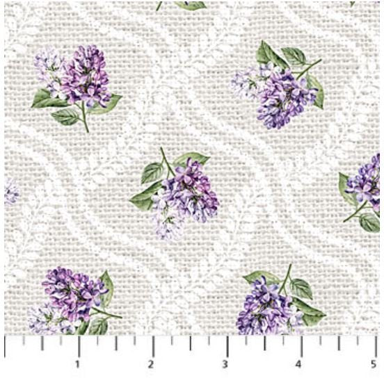 Northcott - Wavy Lilac Grid Pale Gray (Lilac Garden) 25399-91