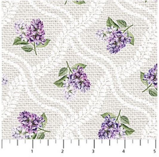 Lilac Garden- Lilac Grid Pale Gray 25399-91