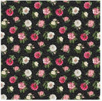 Northcott - Tossed Medium Peony Passion Black (Bloom) 25195-99