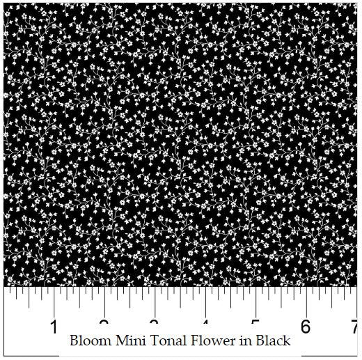 Northcott Fabric - Mini Tonal Vines Black (Bloom)