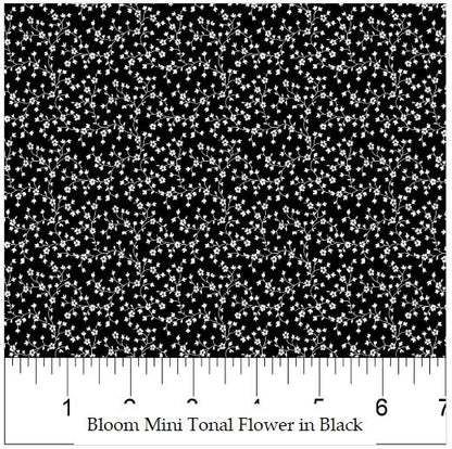 Northcott Fabric - Mini Tonal Vines Black (Bloom)