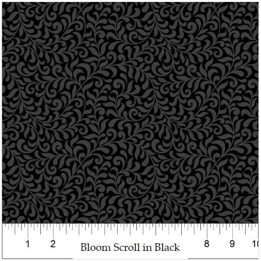 Northcott Fabric - Scroll Black (Bloom)