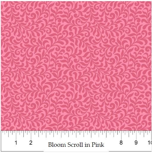 Northcott Fabric - Bloom Scroll Pink (Bloom)