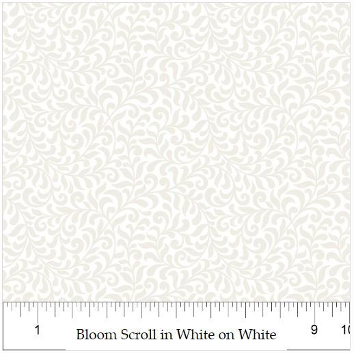 Northcott Fabric - Scroll White (Bloom)