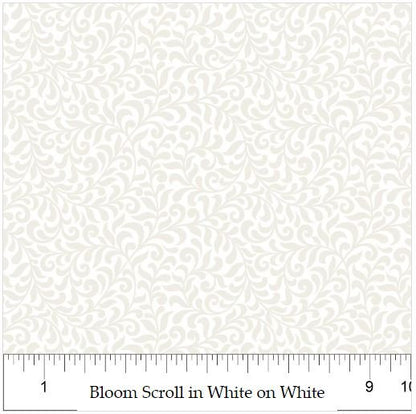 Northcott Fabric - Scroll White (Bloom)