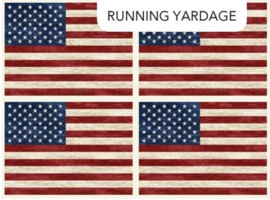 Northcott Fabric - Stars & Stripes Cream Multi Large Flags (Stonehenge)