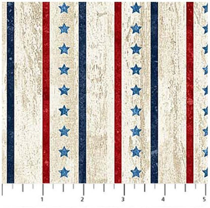 Northcott Fabric - Stars & Stripes Cream Star Stripe (Stonehenge)