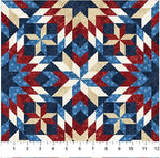 NORTHCOTT - Stars & Stripes Navy Multi Quilt Blocks (Stonehenge) 25338-49