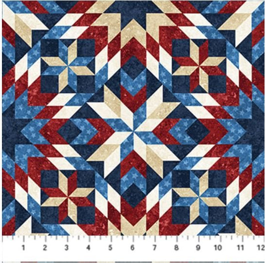Northcott Fabric - Stars & Stripes Navy Multi Quilt Blocks (Stonehenge)