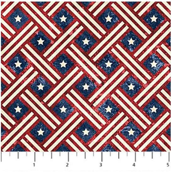 NORTHCOTT - Stars & Stripes Navy Star Grid (Stonehenge) 25342-49