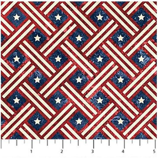 Northcott Fabric - Stars & Stripes Navy Star Grid (Stonehenge)
