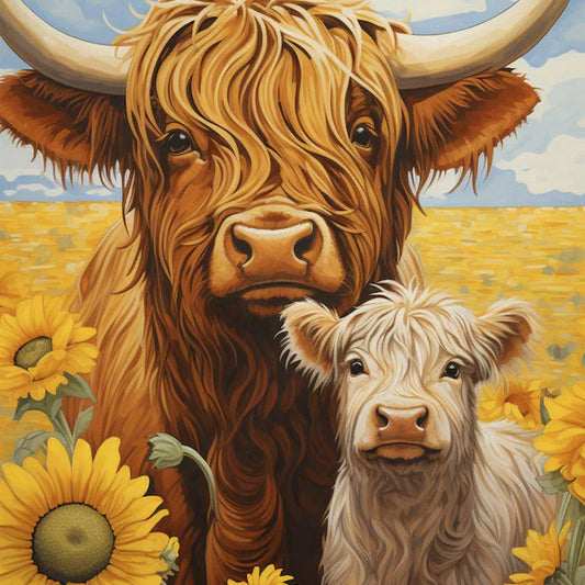 David Textile - Whimsical Highland Cow Panel